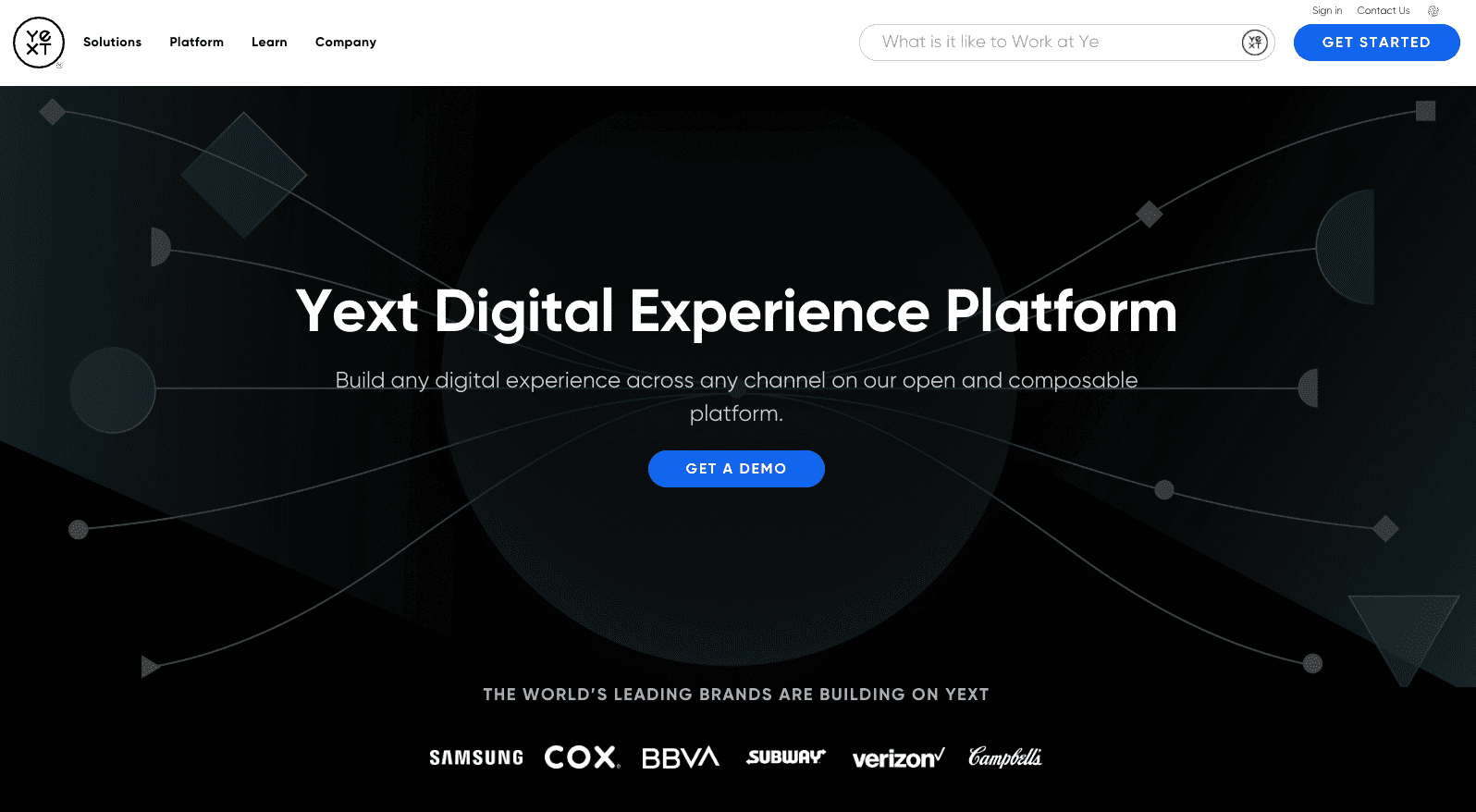 A picture showing Yext homepage